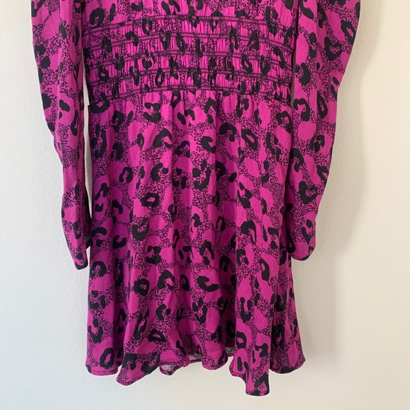 NWT AFRM Violaine Cheetah Smocked Mini Dress - Picture 8 of 16